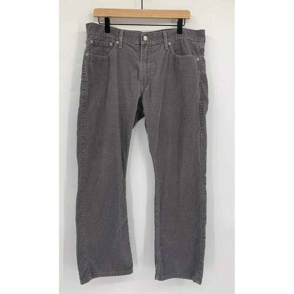 Levis 514 Corduroy Pants Mens 36x29 Gray Straight Leg Fall Preppy